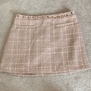 Tweed, beige, sparkle mini skirt
